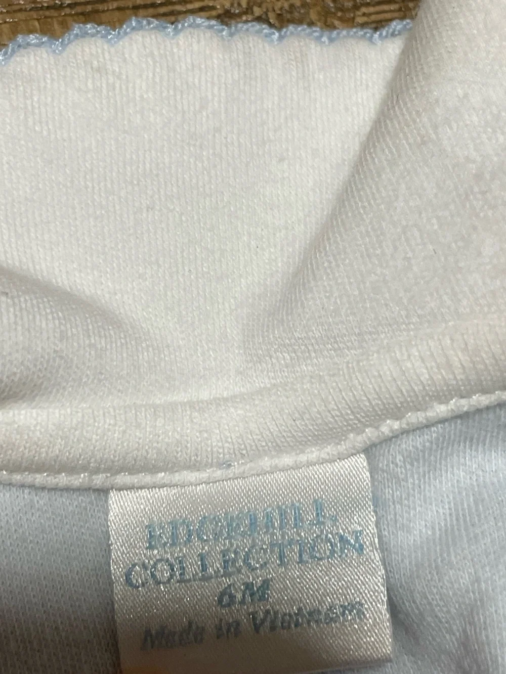 Edgehill Collection Baby Footed One-Piece in Light Blue with Peter Pan Collar